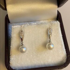 Ben Bridge pearl diamond drop earrings